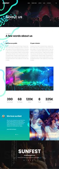sunfest mini website template desktop screenshot