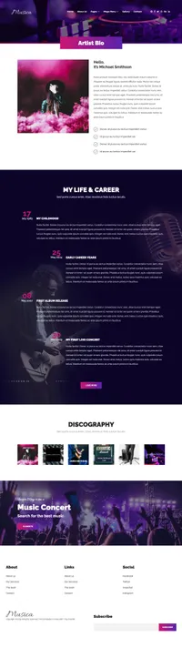 musica mini website template desktop screenshot