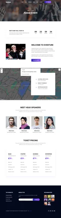 eventure mini website template desktop screenshot