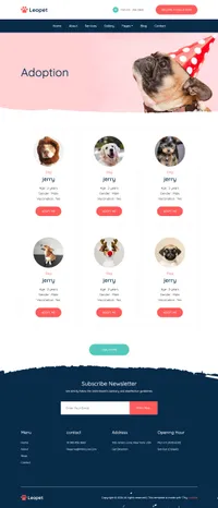 leopet mini website template desktop screenshot