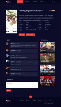 anime mini website template desktop screenshot