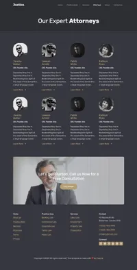 justice mini website template desktop screenshot