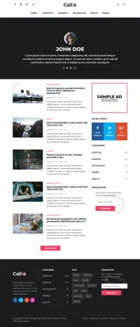 callie mini website template desktop screenshot