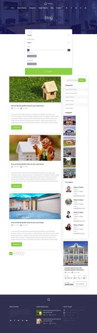 homes mini website template desktop screenshot