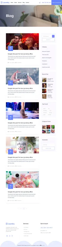 laundry mini website template desktop screenshot
