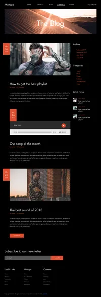 mixtape mini website template desktop screenshot