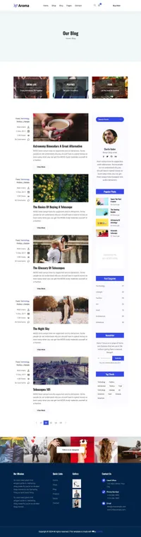 aroma mini website template desktop screenshot