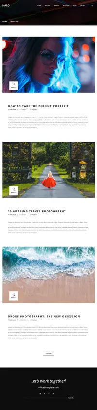 halo mini website template desktop screenshot