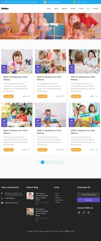 kiddos mini website template desktop screenshot