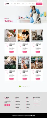 petvet mini website template desktop screenshot