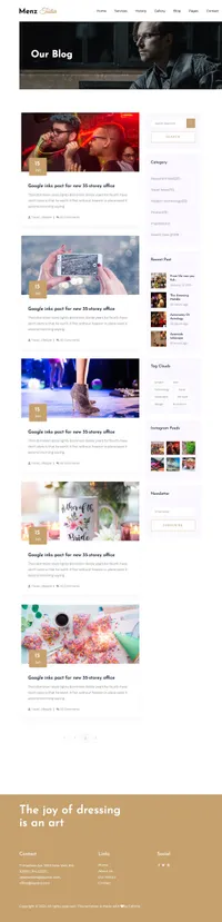 menztailor mini website template desktop screenshot