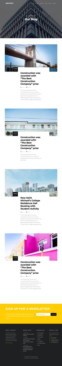 architect mini website template desktop screenshot