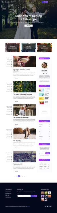 eventure mini website template desktop screenshot