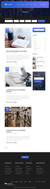 academica mini website template desktop screenshot