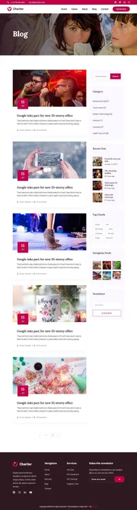 chariter mini website template desktop screenshot