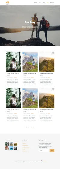 trips mini website template desktop screenshot