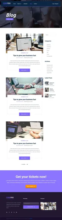 confpro mini website template desktop screenshot
