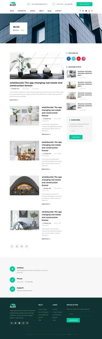 aler mini website template desktop screenshot