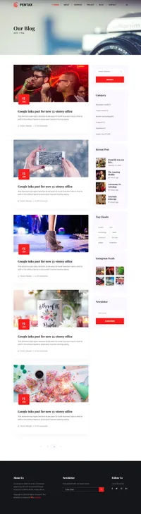 pentax mini website template desktop screenshot