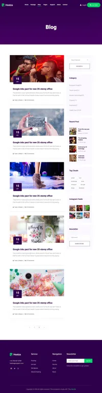 hostza mini website template desktop screenshot