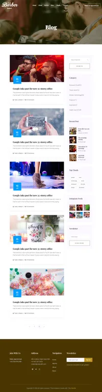 the-barber mini website template desktop screenshot