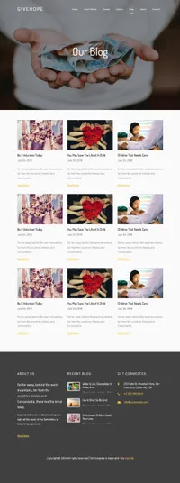 givehope mini website template desktop screenshot
