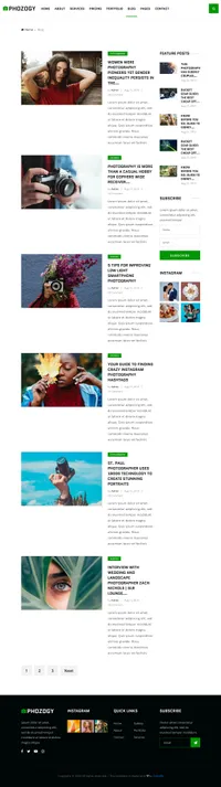 phozogy mini website template desktop screenshot