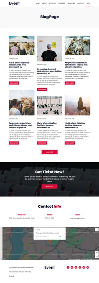event mini website template desktop screenshot