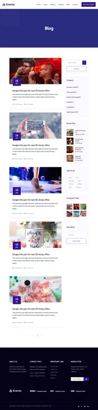 eventz mini website template desktop screenshot