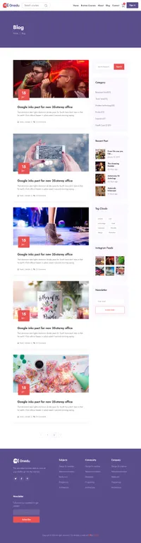 onedu mini website template desktop screenshot
