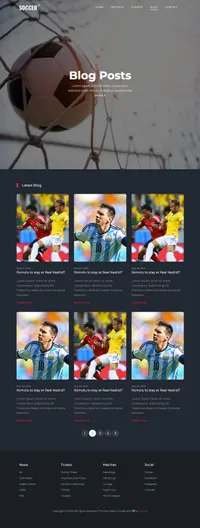 soccer mini website template desktop screenshot