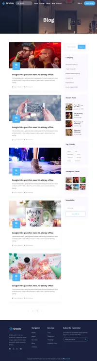 gricklo mini website template desktop screenshot