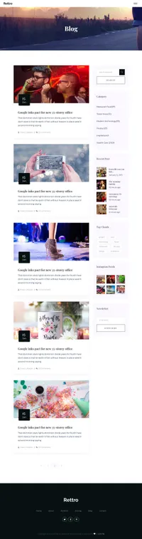 rettro mini website template desktop screenshot