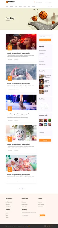 basketball mini website template desktop screenshot