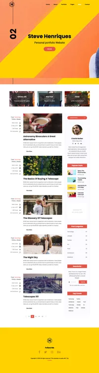 steve mini website template desktop screenshot