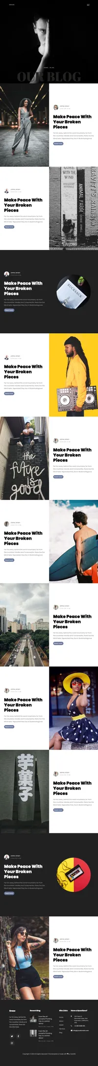 erase mini website template desktop screenshot