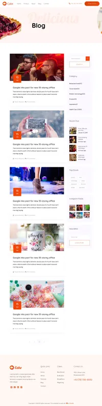 cakes mini website template desktop screenshot
