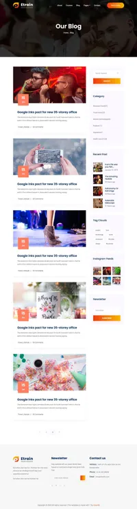 etrain mini website template desktop screenshot