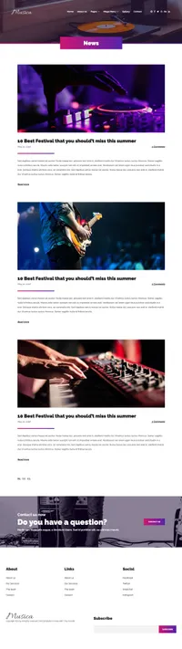 musica mini website template desktop screenshot