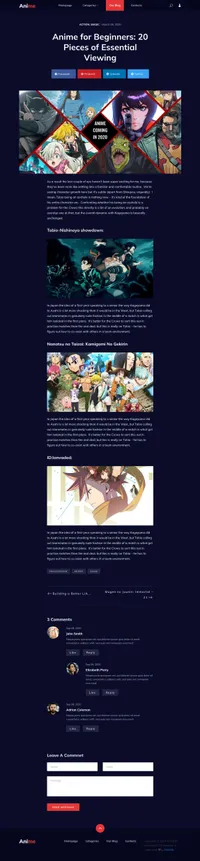anime mini website template desktop screenshot