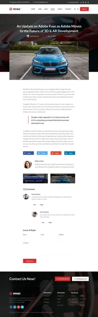 hvac mini website template desktop screenshot