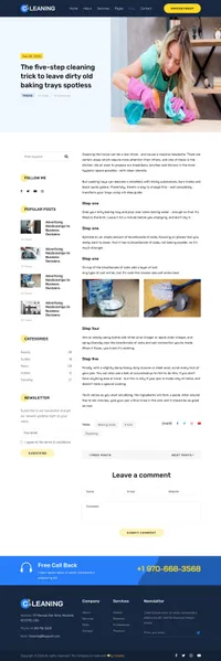 cleaning mini website template desktop screenshot