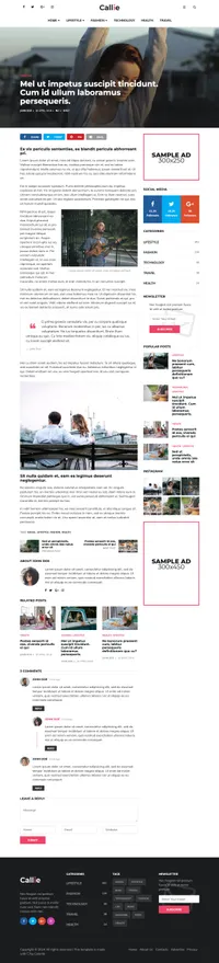 callie mini website template desktop screenshot