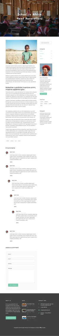 giving mini website template desktop screenshot