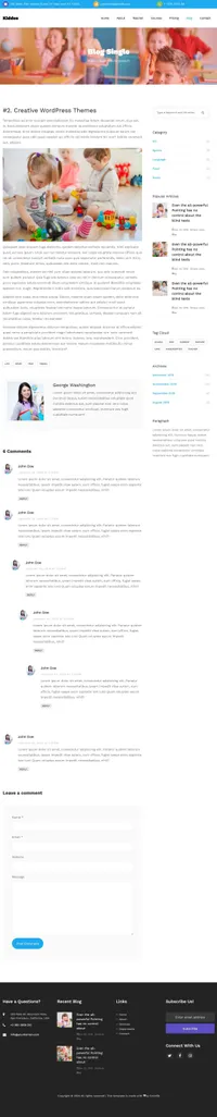 kiddos mini website template desktop screenshot