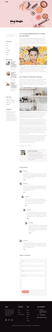 camille mini website template desktop screenshot