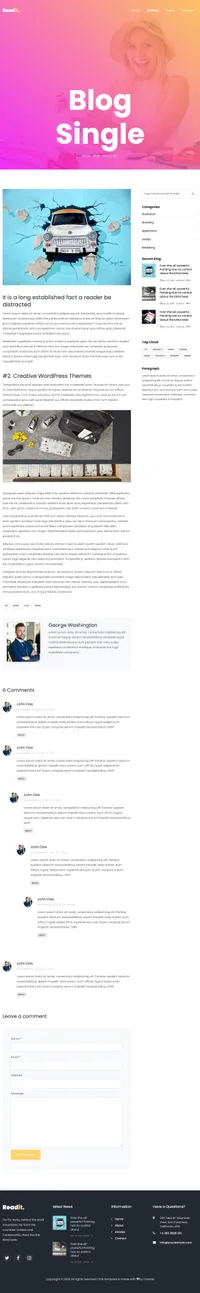 readit mini website template desktop screenshot