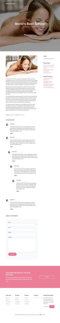 physical-therapy mini website template desktop screenshot