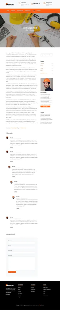 engineers mini website template desktop screenshot