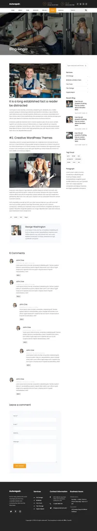 autorepair mini website template desktop screenshot